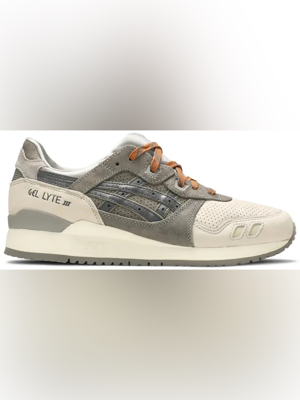 Asics Men's Grey & White Suede Mesh Sneakers with Orange Accents